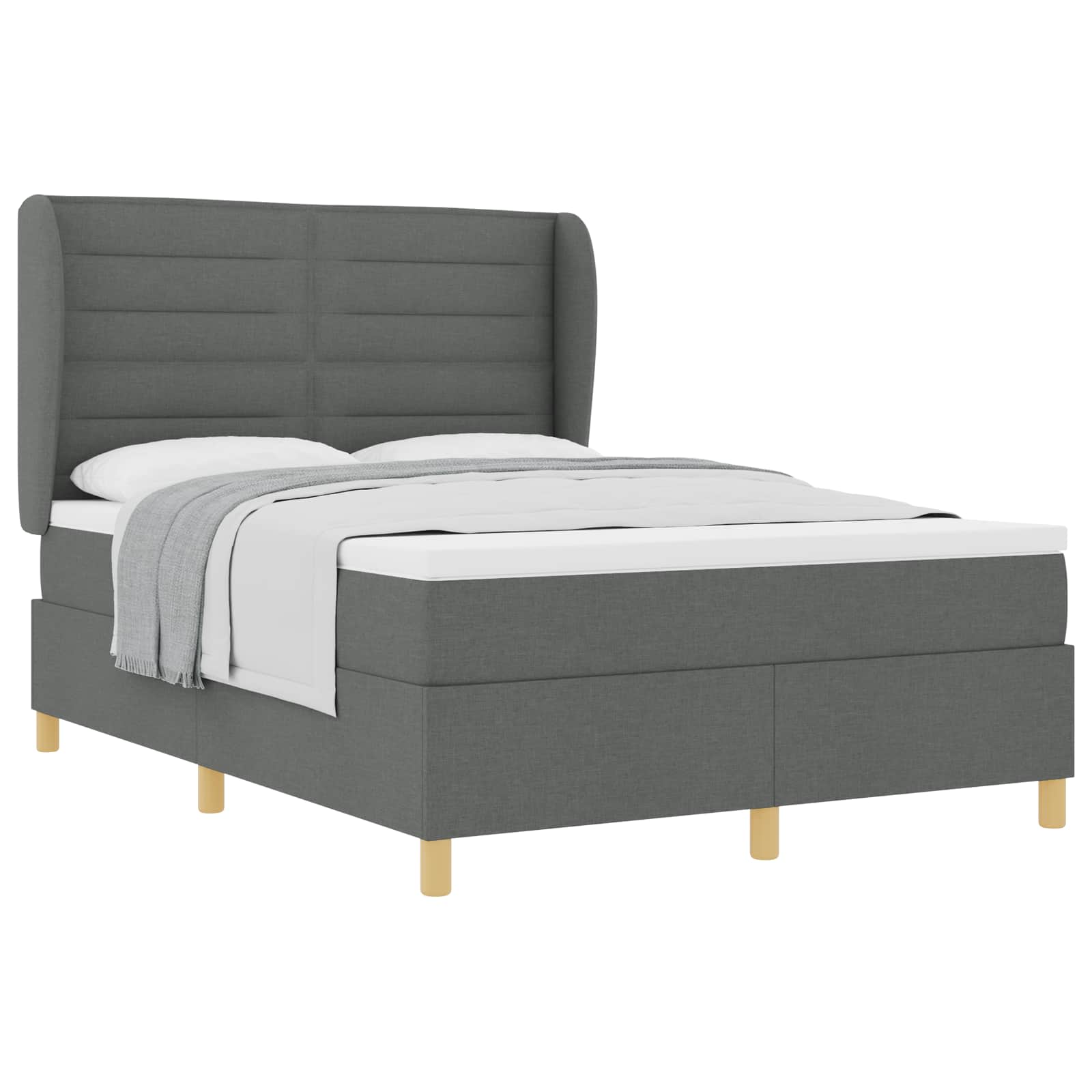 Krevet s opruga kutije Tamno siva 200 x 160 cm tkanina