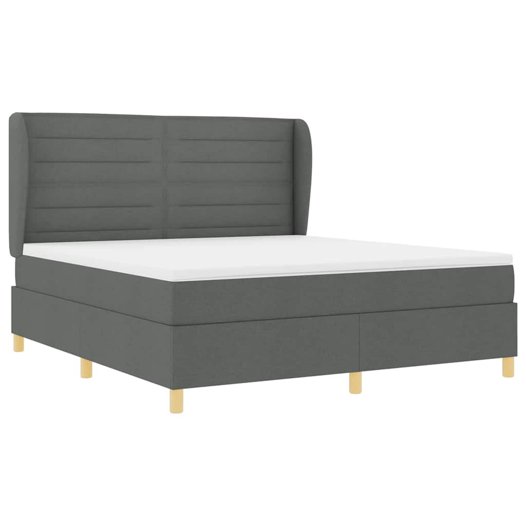 Krevet s opruga kutije Tamno siva 200 x 180 cm tkanina