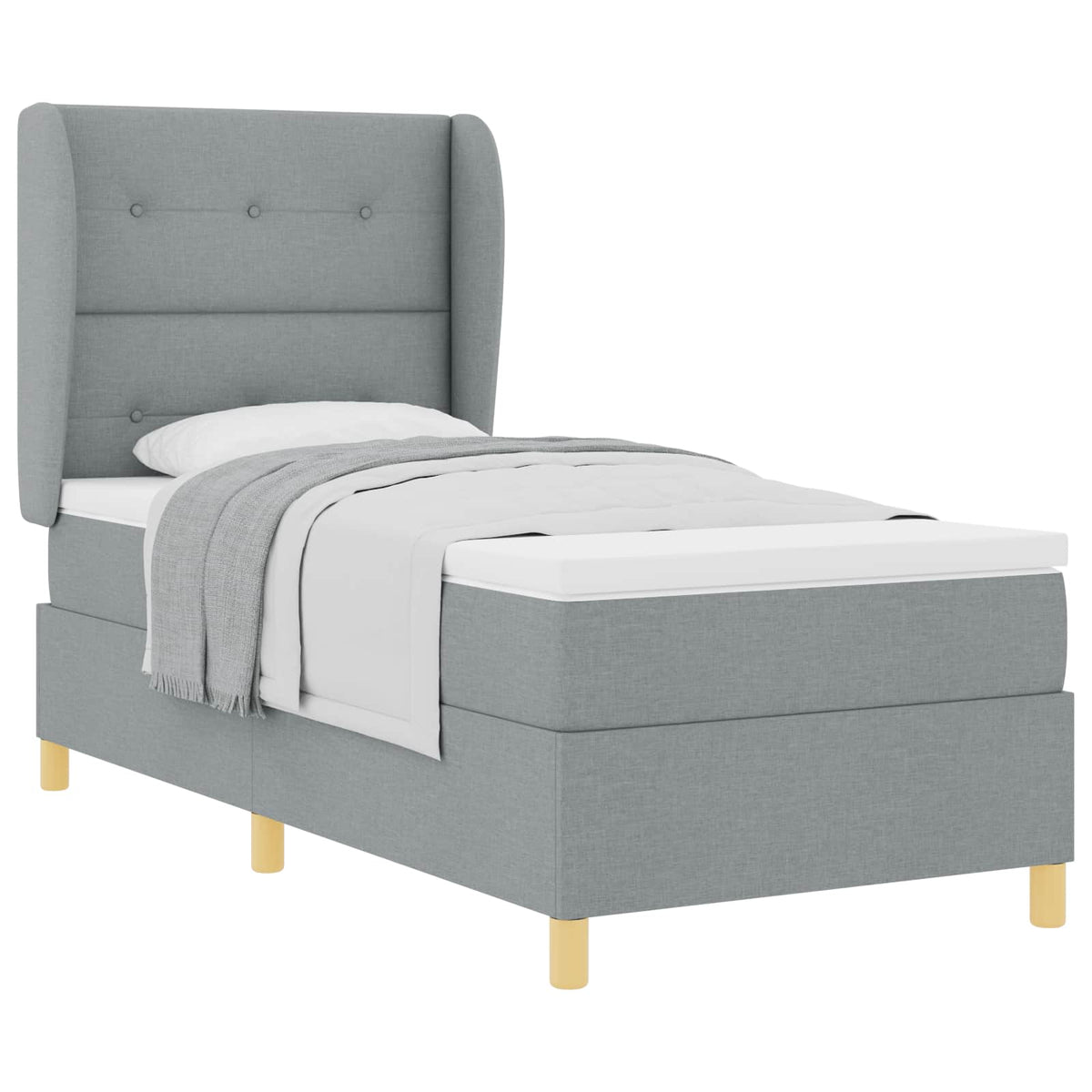 Krevet s opruga kutije Svijetlo siva 200 x 90 cm tkanina