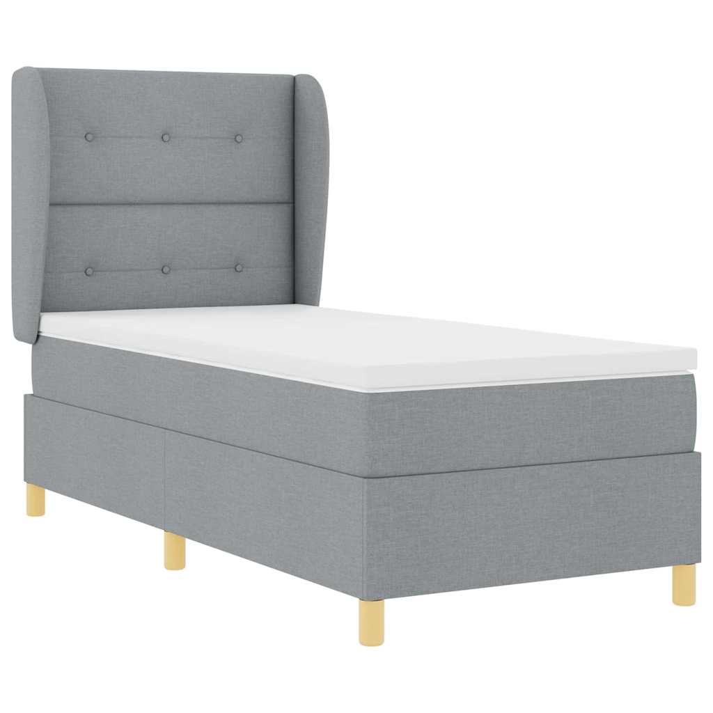 Krevet s opruga kutije Svijetlo siva 200 x 90 cm tkanina