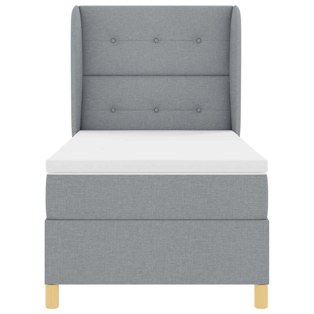 Krevet s opruga kutije Svijetlo siva 200 x 90 cm tkanina