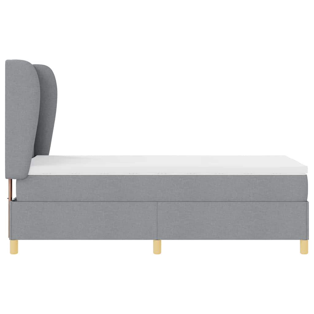Krevet s opruga kutije Svijetlo siva 200 x 90 cm tkanina