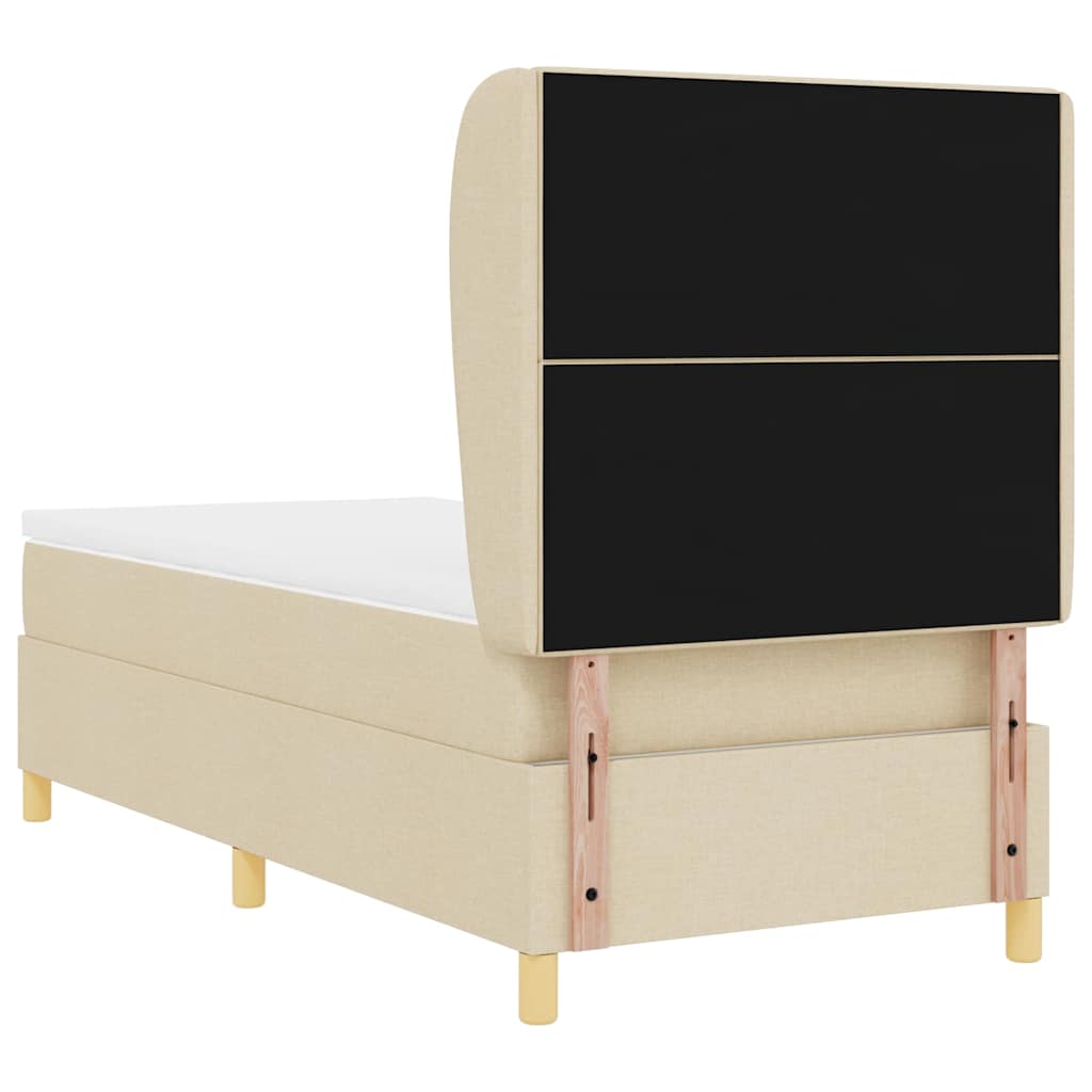 Krevet s opruga kutije s uzglavljem Krema 200 x 90 cm tkanina