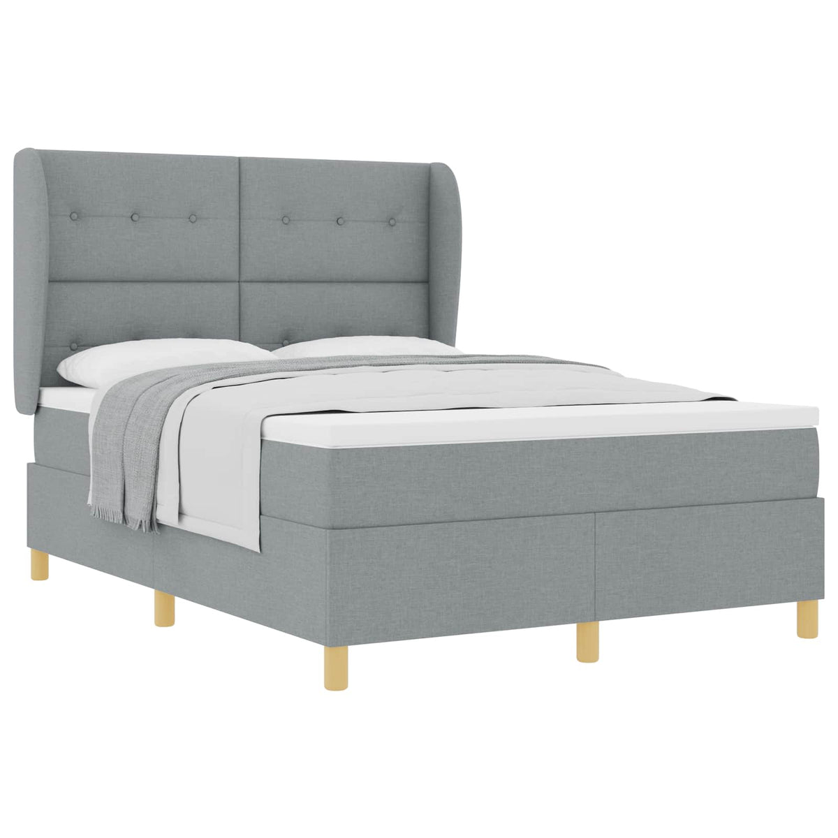 Krevet s opruga kutije Svijetlo siva 200 x 140 cm tkanina