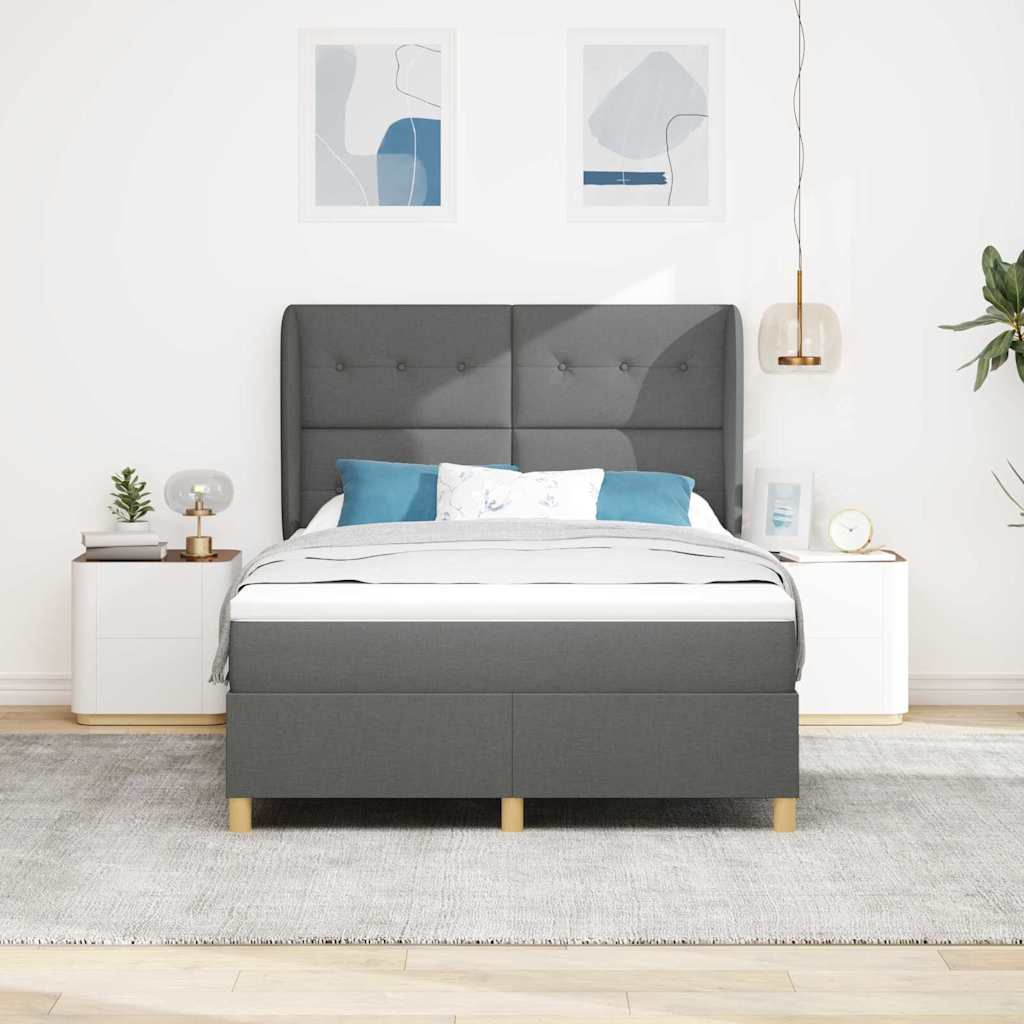 Krevet s opruga kutije Tamno siva 200 x 140 cm tkanina
