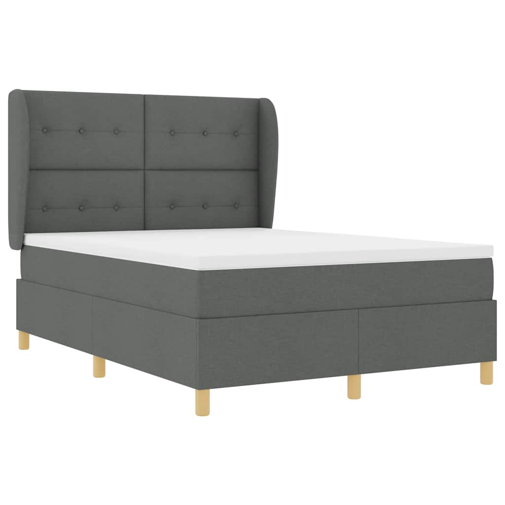 Krevet s opruga kutije Tamno siva 200 x 140 cm tkanina