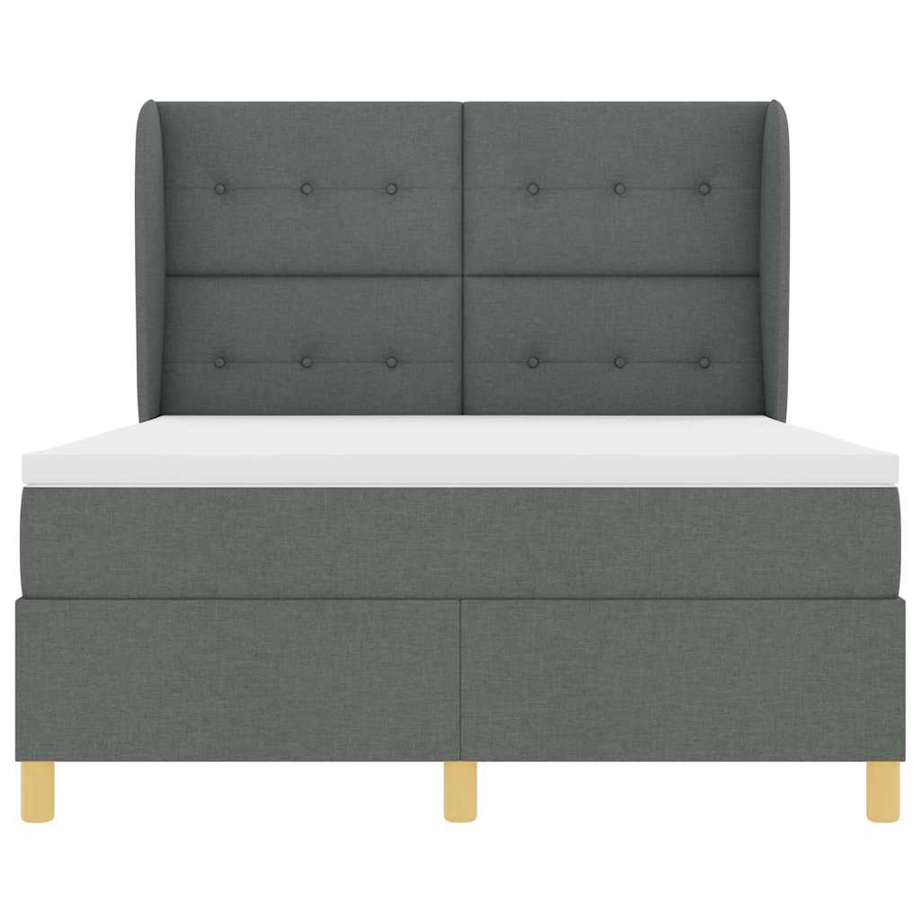 Krevet s opruga kutije Tamno siva 200 x 140 cm tkanina