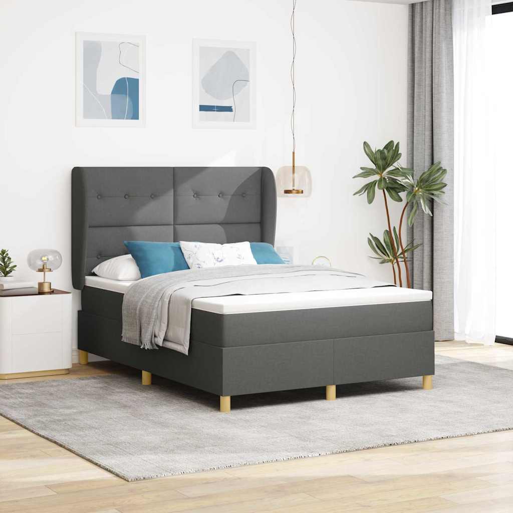 Krevet s opruga kutije Tamno siva 200 x 160 cm tkanina