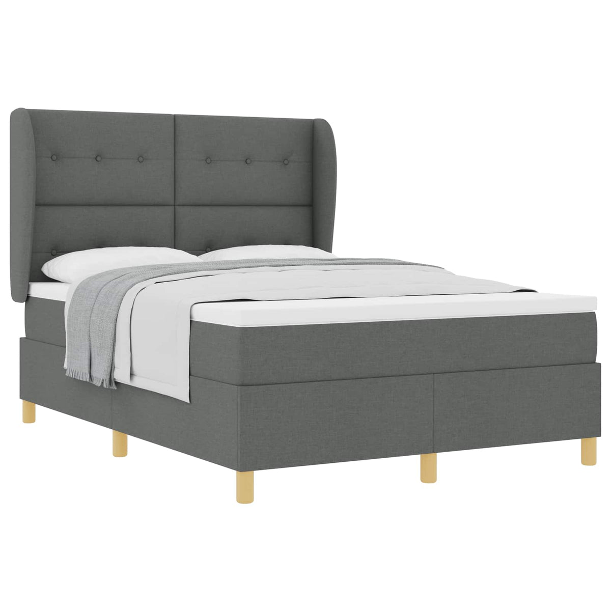 Krevet s opruga kutije Tamno siva 200 x 160 cm tkanina