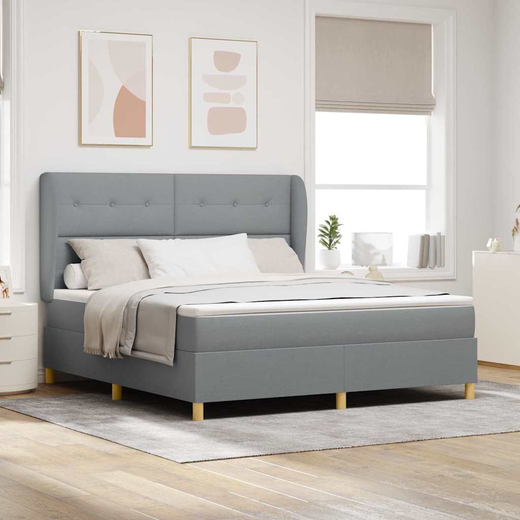 Krevet s opruga kutije Svijetlo siva 200 x 180 cm tkanina