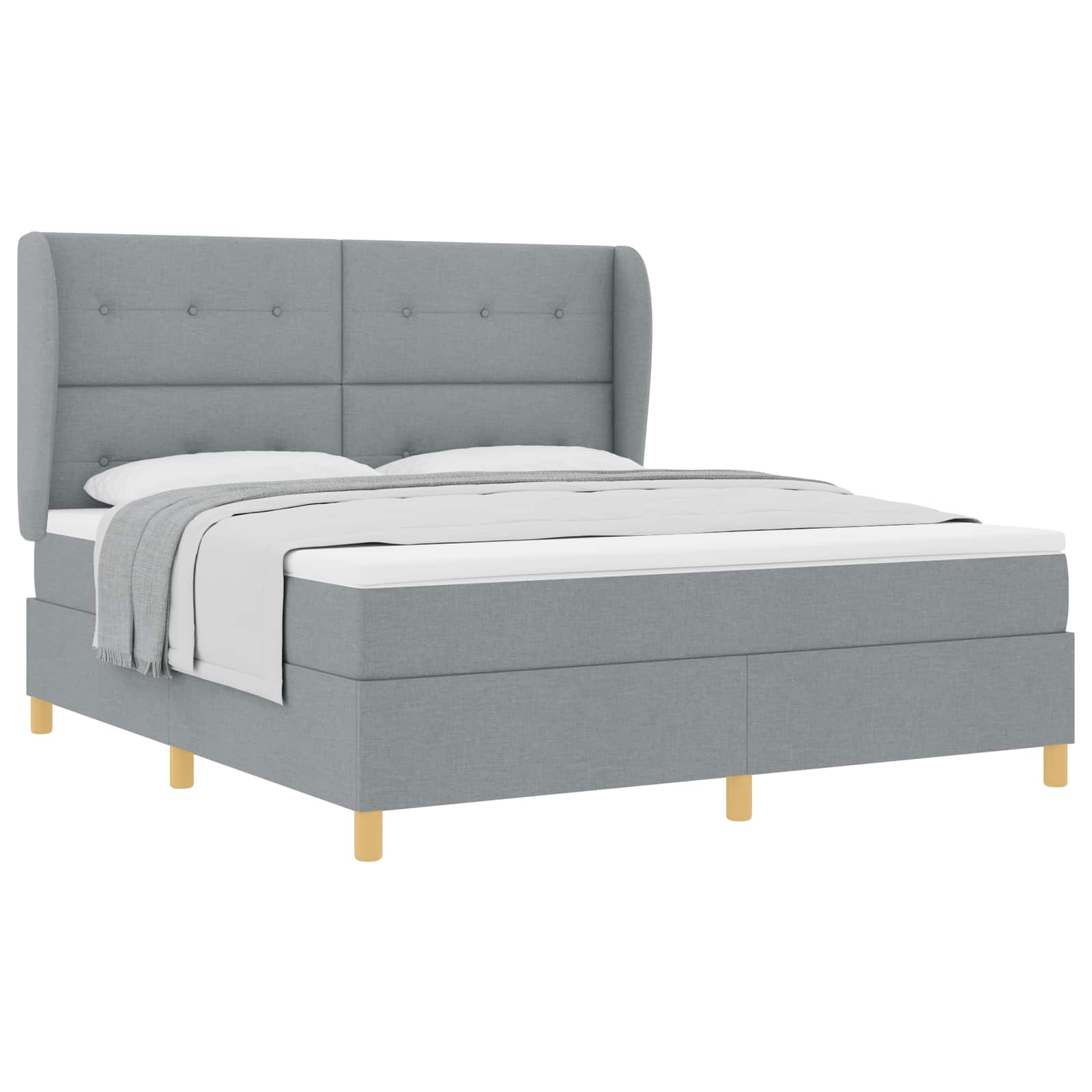 Krevet s opruga kutije Svijetlo siva 200 x 180 cm tkanina