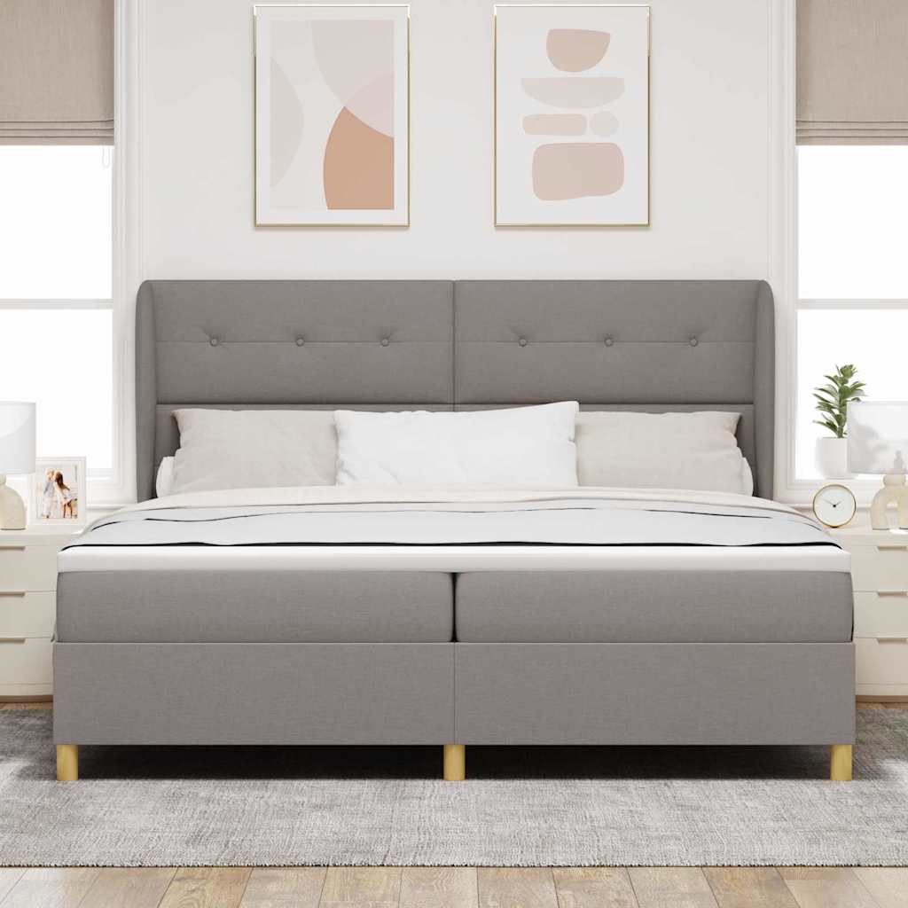 Krevet s opruga kutije Sivo-smeđa 200 x 200 cm tkanina