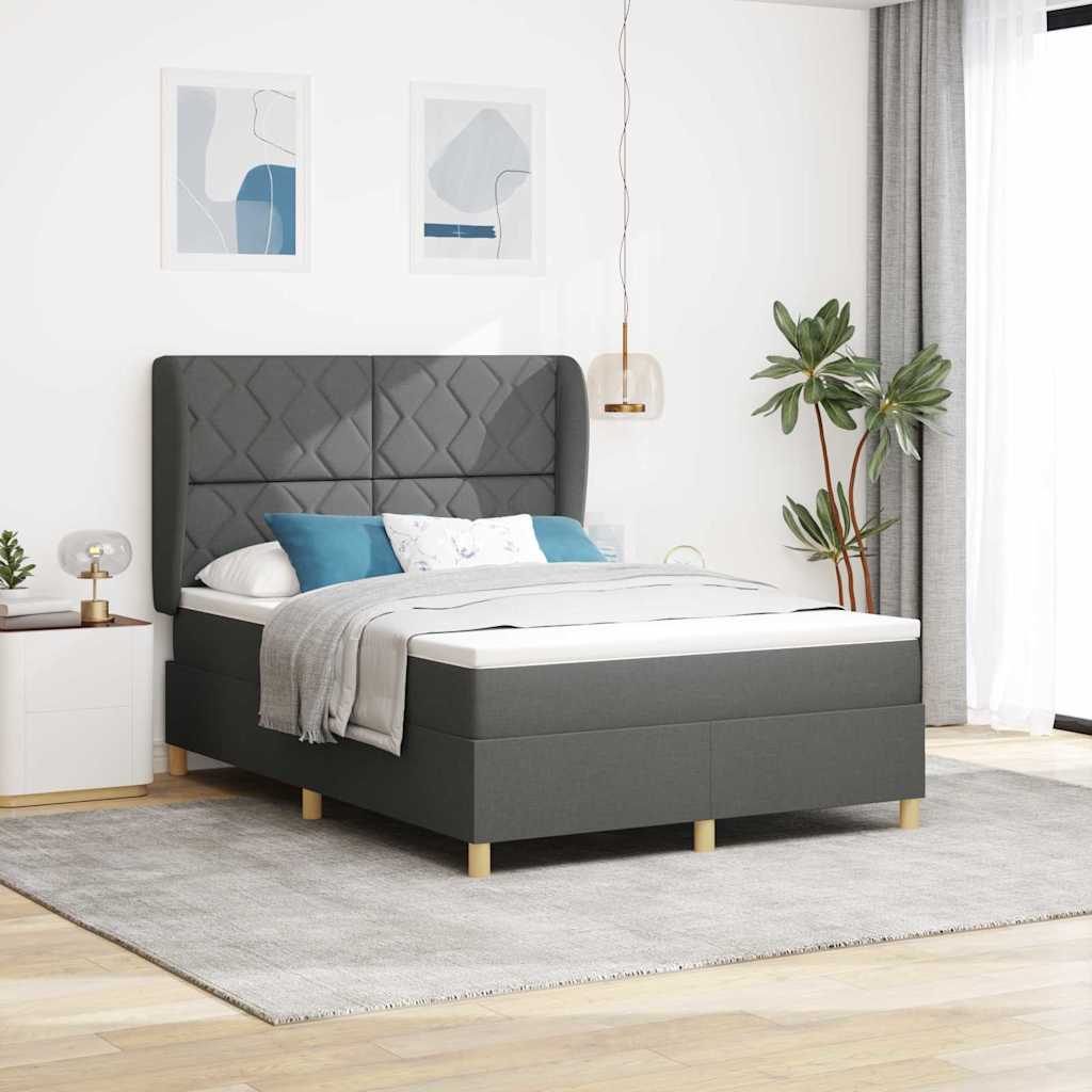 Krevet s opruga kutije Tamno siva 200 x 140 cm tkanina