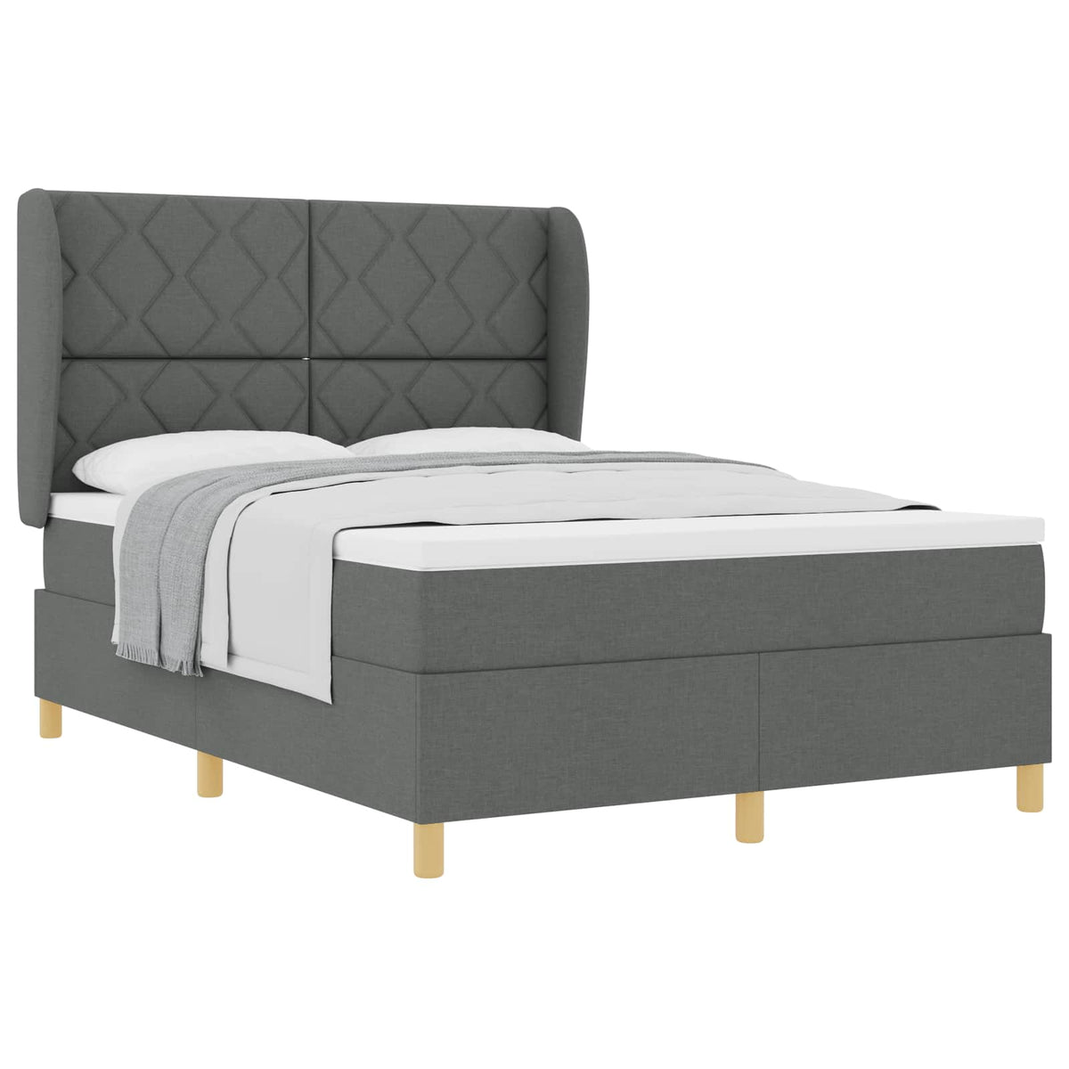 Krevet s opruga kutije Tamno siva 200 x 140 cm tkanina