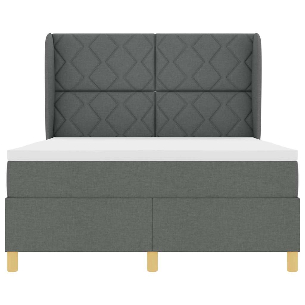 Krevet s opruga kutije Tamno siva 200 x 140 cm tkanina