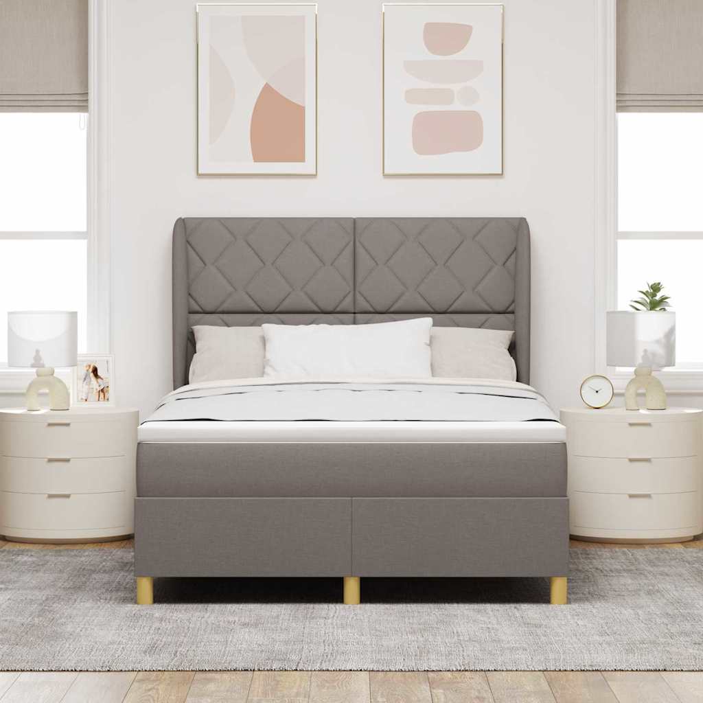 Krevet s opruga kutije Sivo-smeđa 200 x 140 cm tkanina