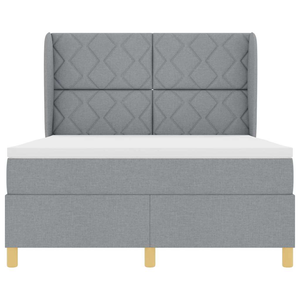 Krevet s opruga kutije Svijetlo siva 200 x 160 cm tkanina
