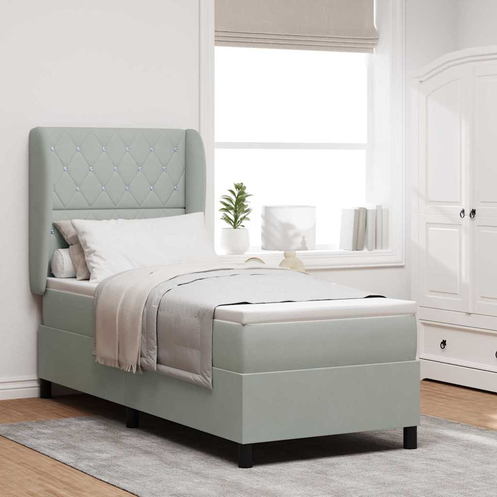 Krevet s opruga kutije Svijetlo siva 200 x 80 cm Baršun