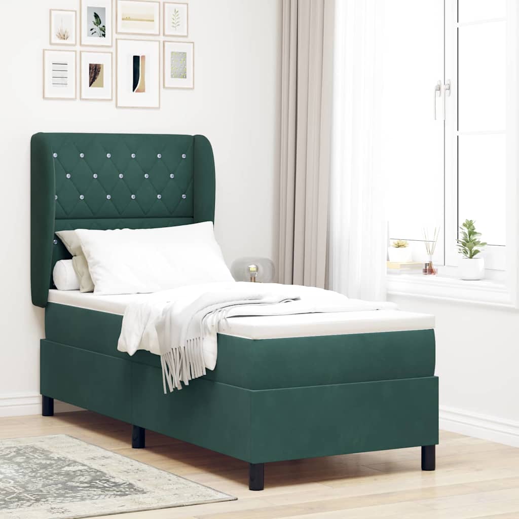 Krevet s opruga kutije Tamnozelena 200 x 80 cm Baršun