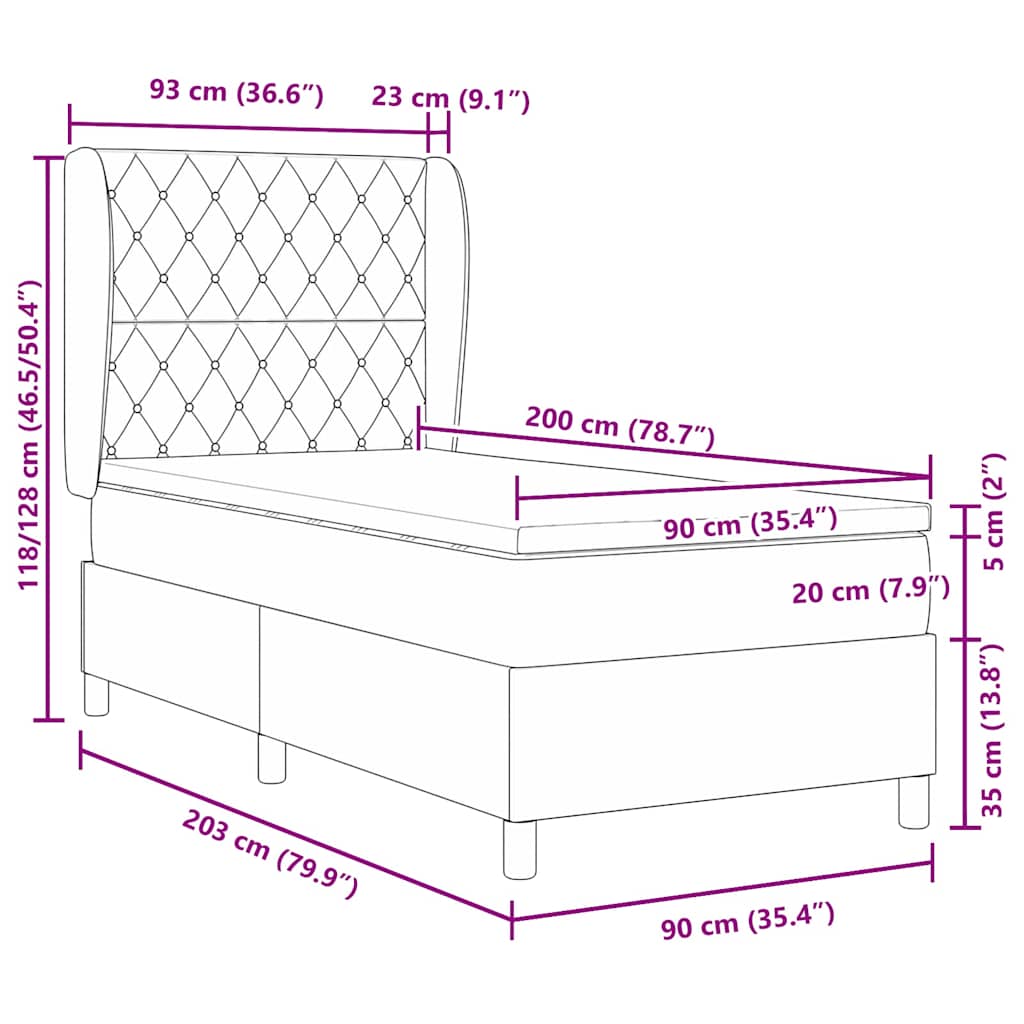 Krevet s opruga kutije Ružičasta 200 x 90 cm Baršun