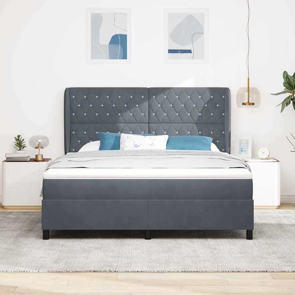 Krevet s opruga kutije Tamno siva 200 x 180 cm Baršun