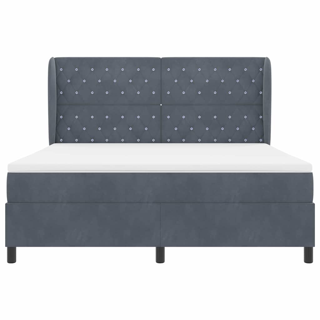 Krevet s opruga kutije Tamno siva 200 x 180 cm Baršun