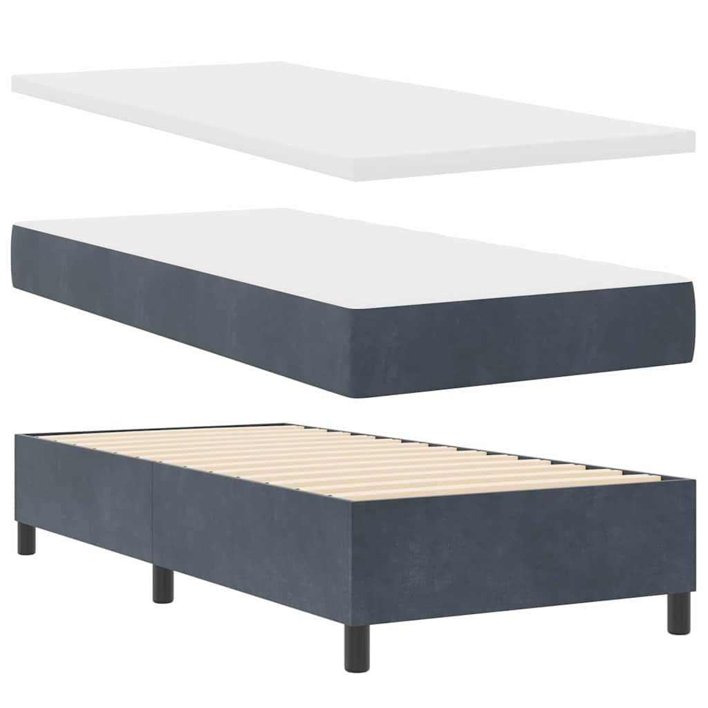 Krevet s opruga kutije s madracem Tamno siva 200 x 90 cm Baršun