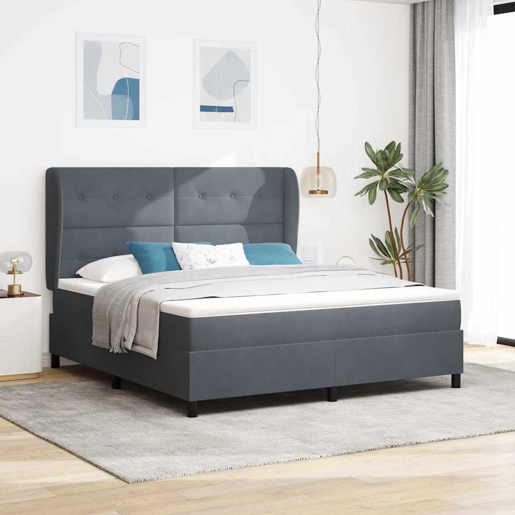 Krevet s opruga kutije Tamno siva 200 x 180 cm Baršun