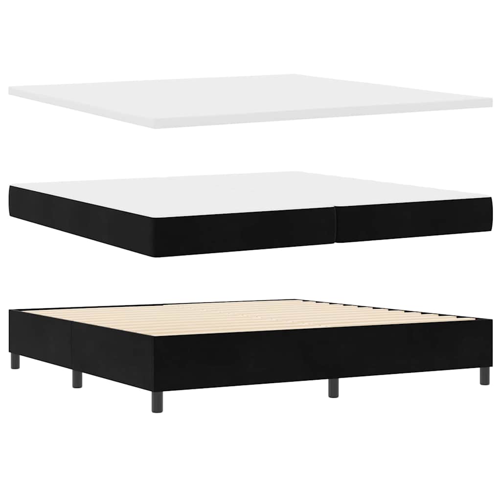 Krevet s opruga kutije s madracem Crna 200 x 200 cm Baršun