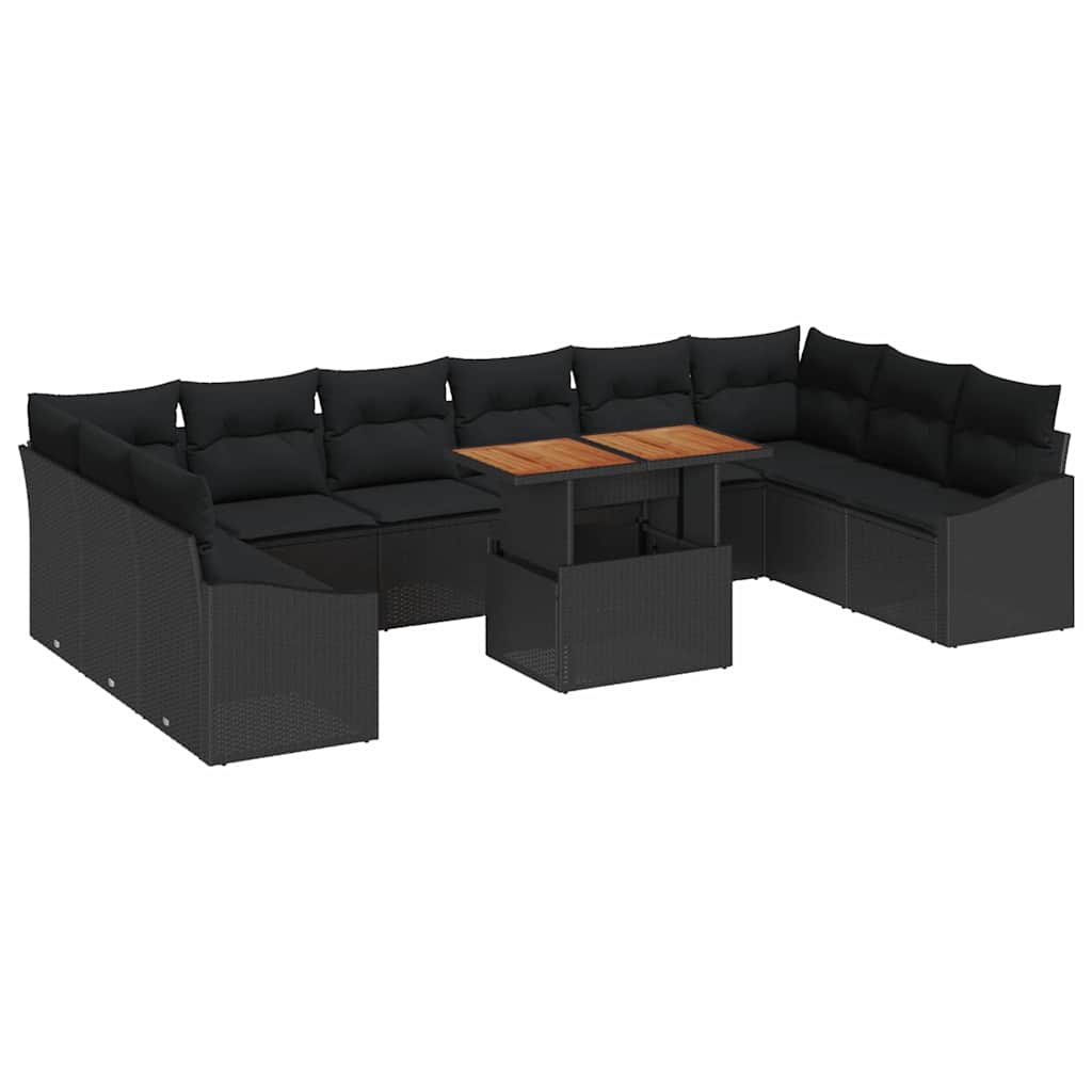Vrtni set za objed s jastukom 11 pcs Crna i smeđa