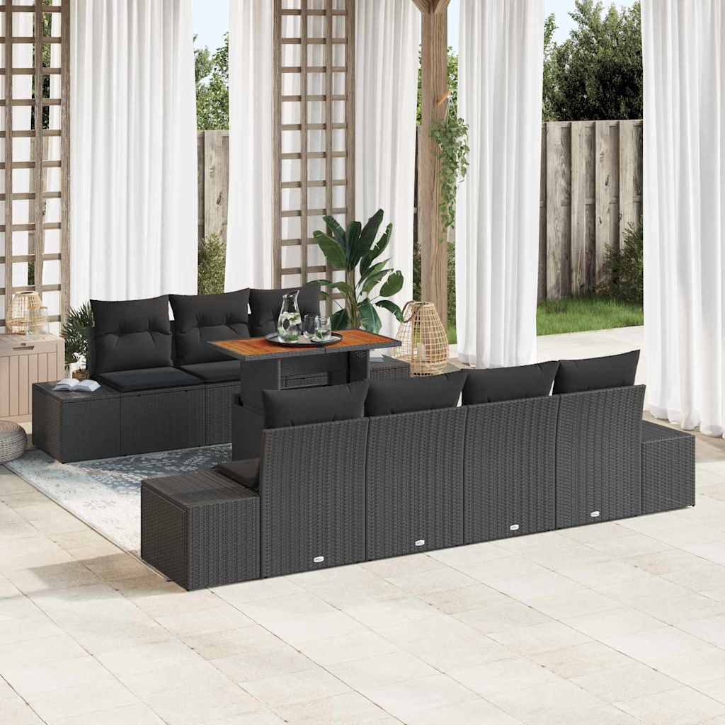 Sjedeća garnitura za vrt 8 kom. Crna poliratan