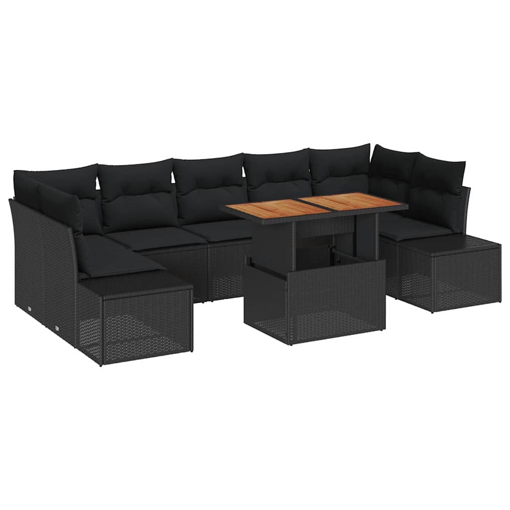 Vrtni set za objed s jastukom 8 pcs Crna i smeđa