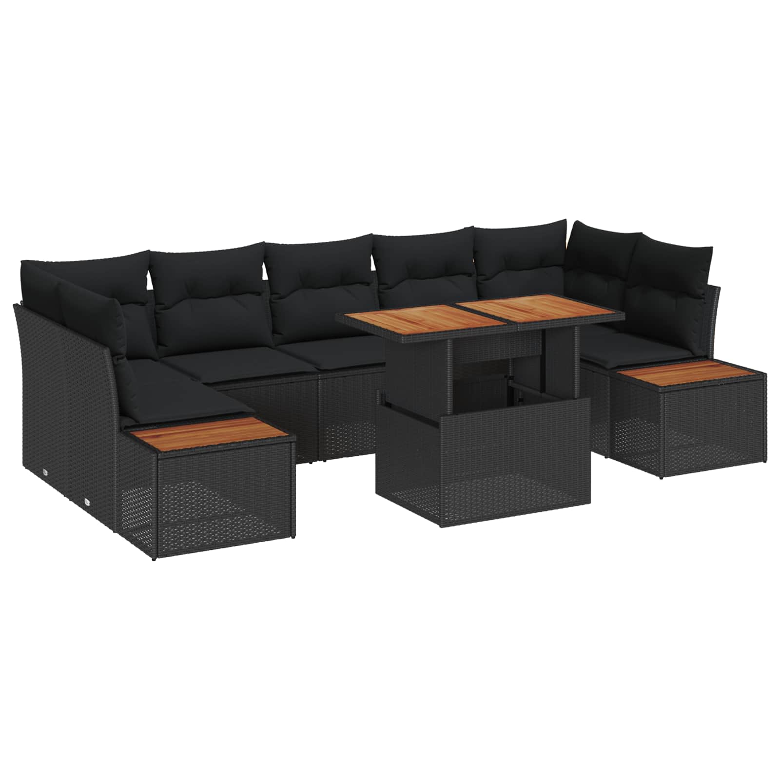 Vrtni set za objed s jastukom 8 pcs Crna i smeđa