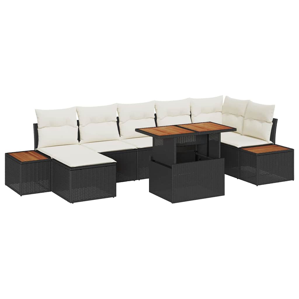 Vrtni set za objed s jastukom 8 pcs Crna i bež