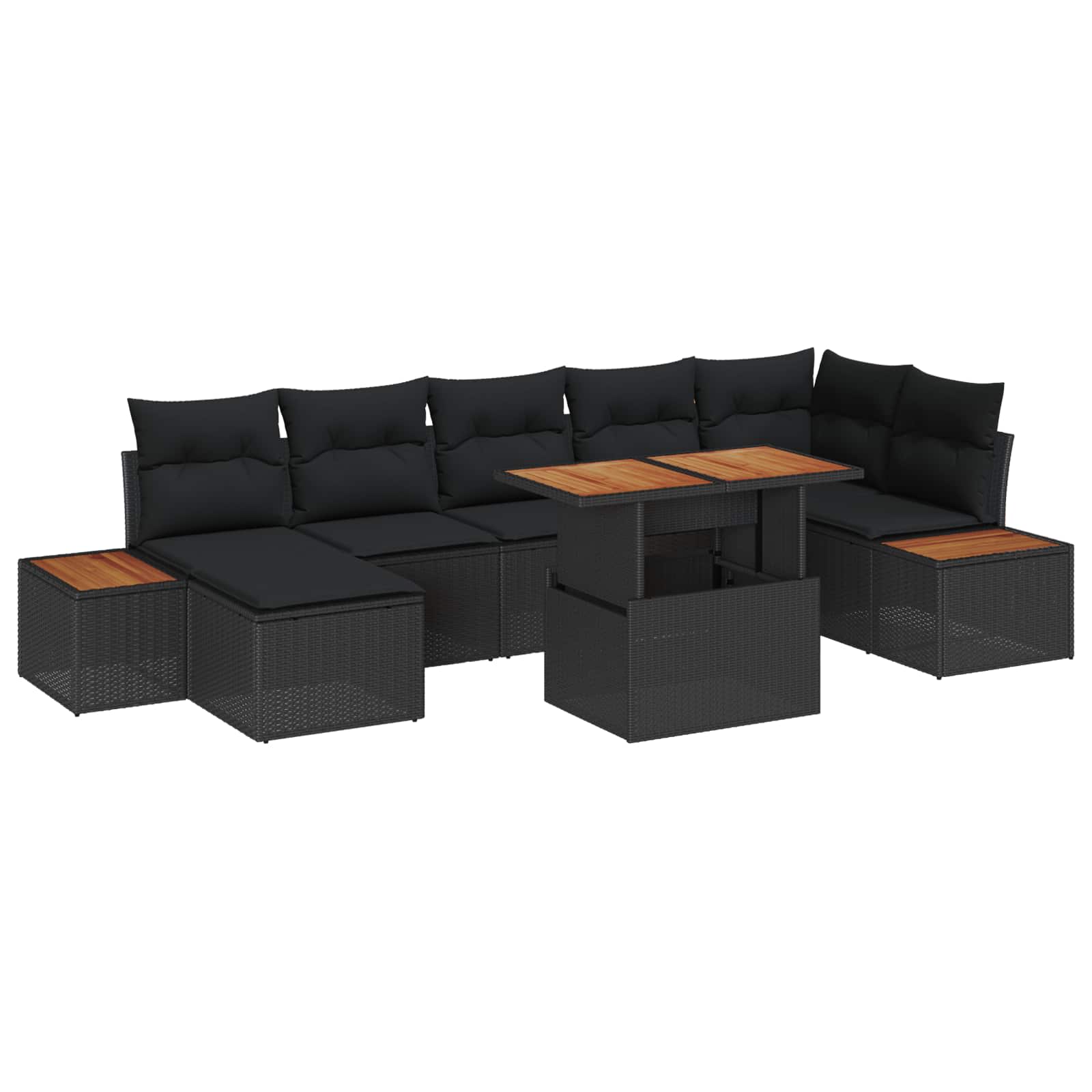 Vrtni set za objed s jastukom 8 pcs Crna i smeđa