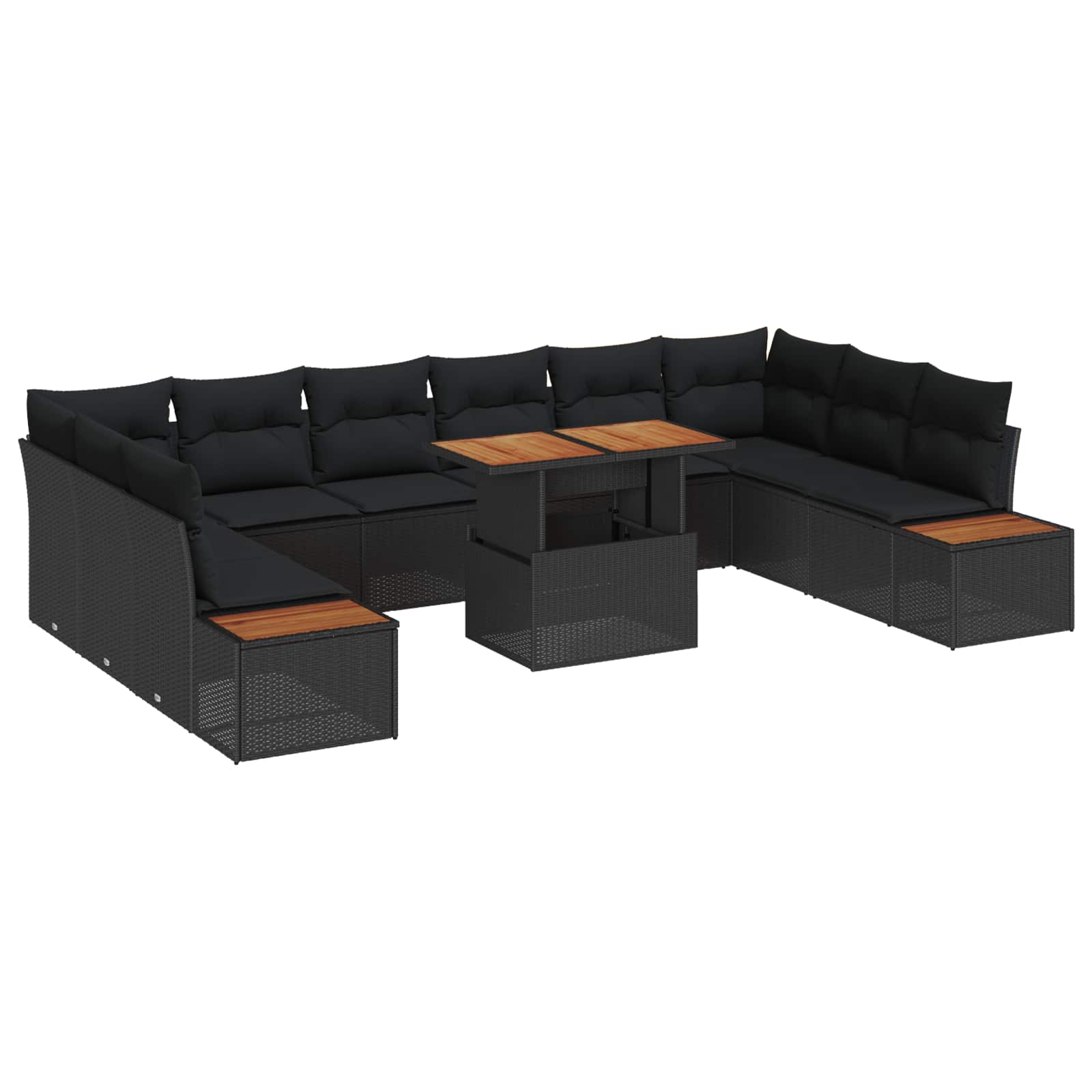 Vrtni set za objed s jastukom 11 pcs Crna i smeđa