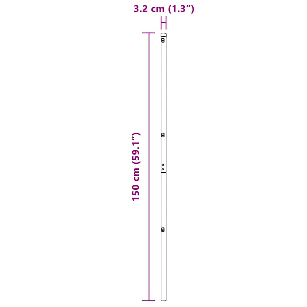 Stup za ogradu 52 pcs Siva 3,2 x 3,2 x 150 cm