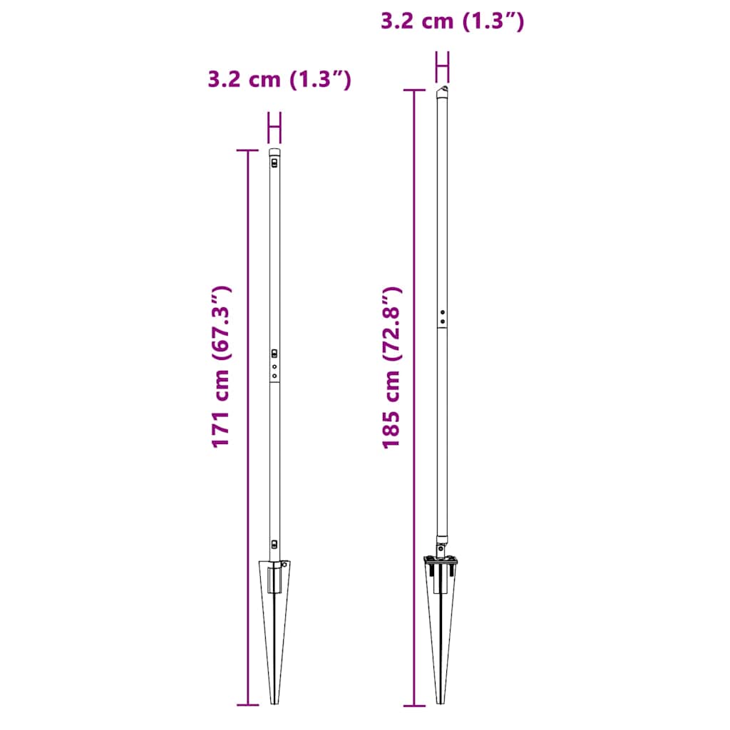 Stup za ogradu 26 pcs Siva 3,2 x 3,2 x 140 cm