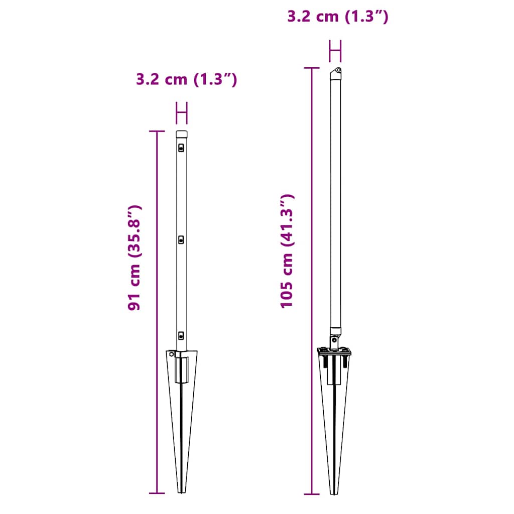 Stup za ogradu 52 pcs Siva 3,2 x 3,2 x 105 cm