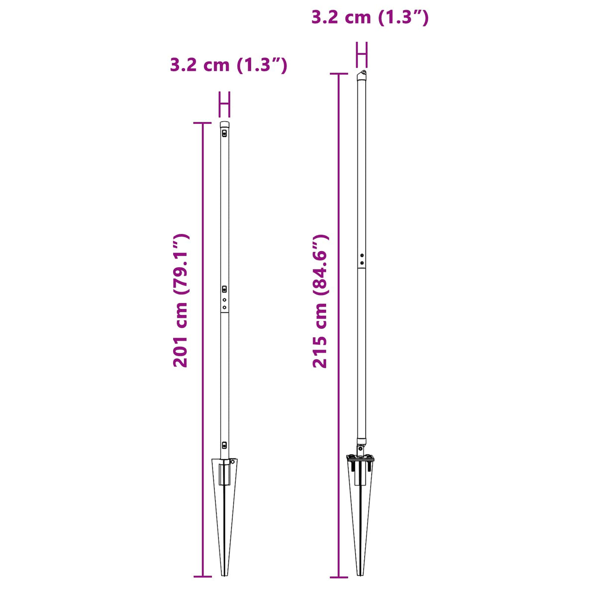 Stup za ogradu 26 pcs Siva 3,2 x 3,2 x 215 cm