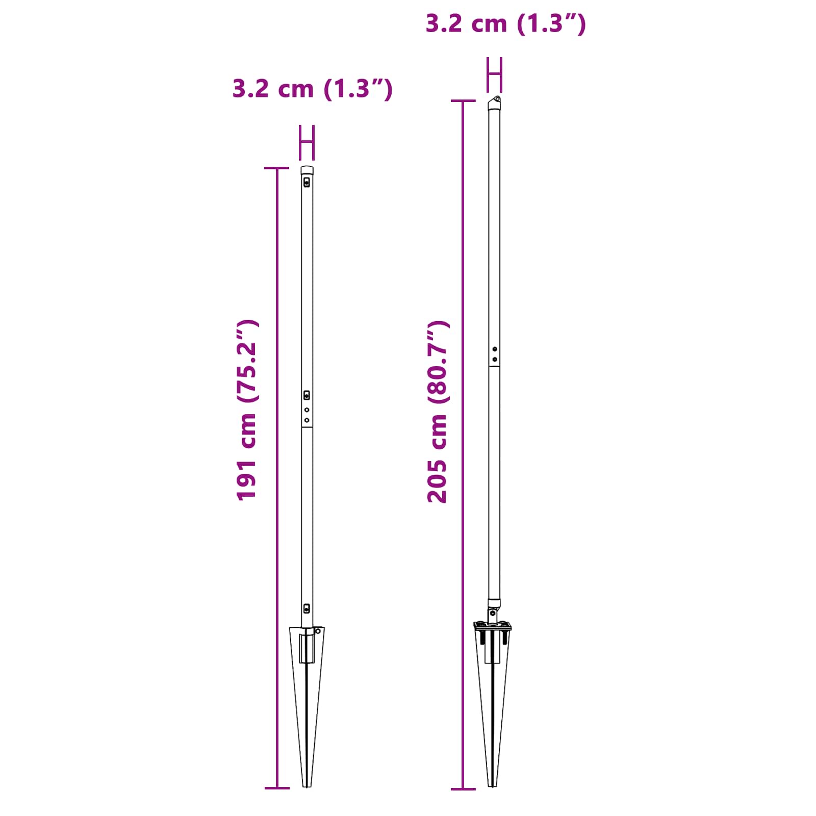 Stup za ogradu 26 pcs Siva 3,2 x 3,2 x 205 cm