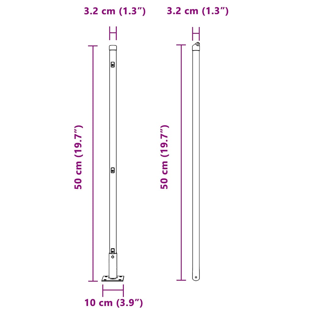 Stup za ogradu 52 pcs Siva 3,2 x 3,2 x 50 cm