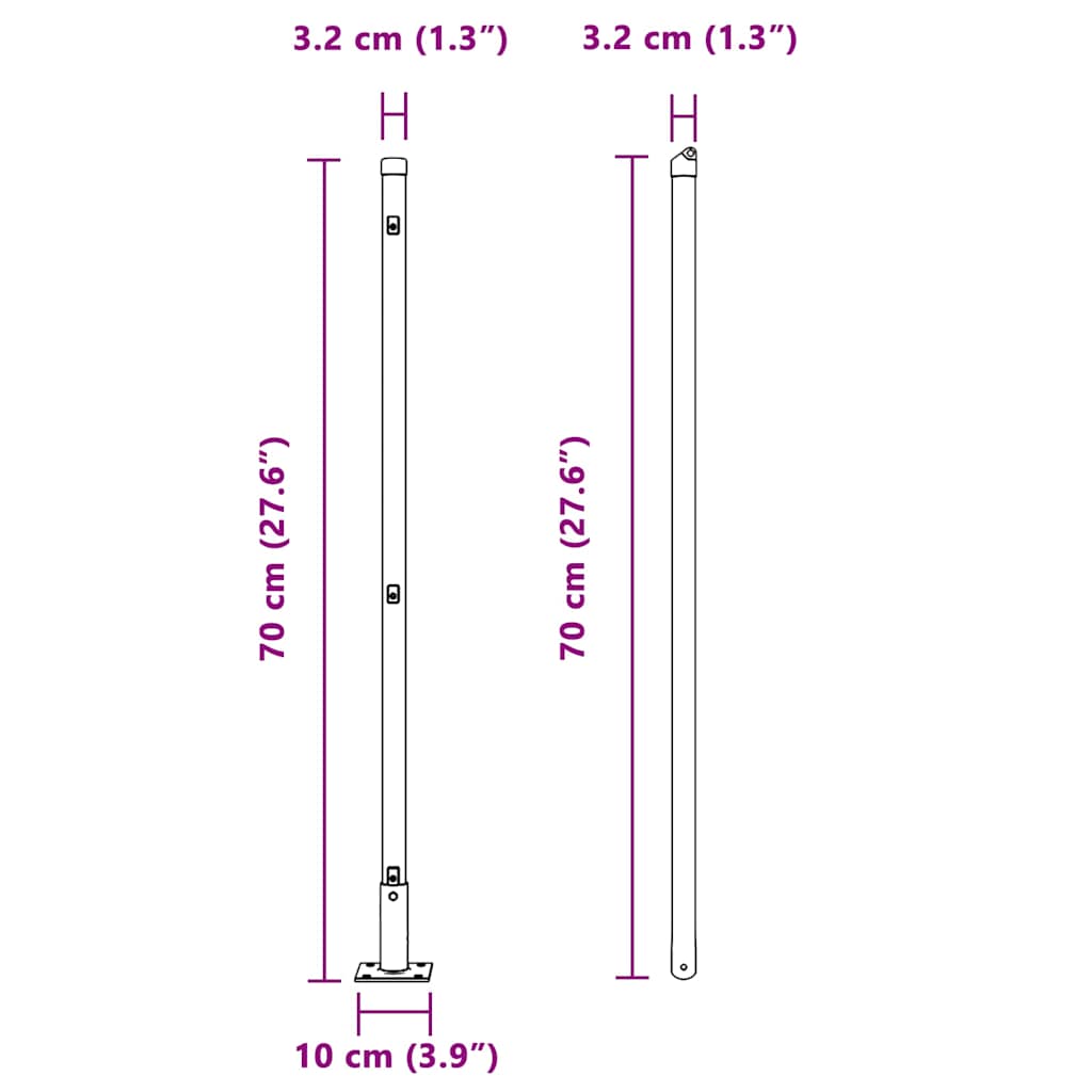 Stup za ogradu 52 pcs Siva 3,2 x 3,2 x 70 cm