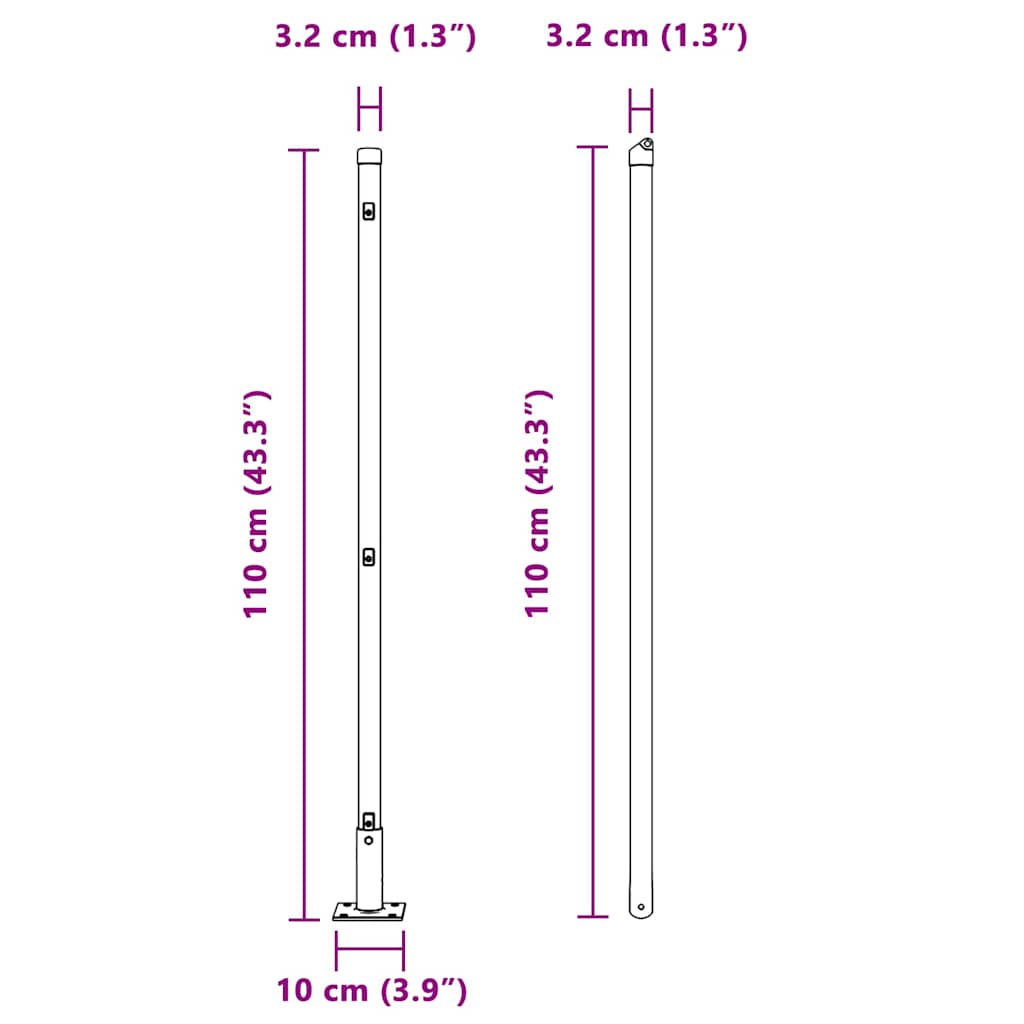 Stup za ogradu 52 pcs Siva 3,2 x 3,2 x 110 cm