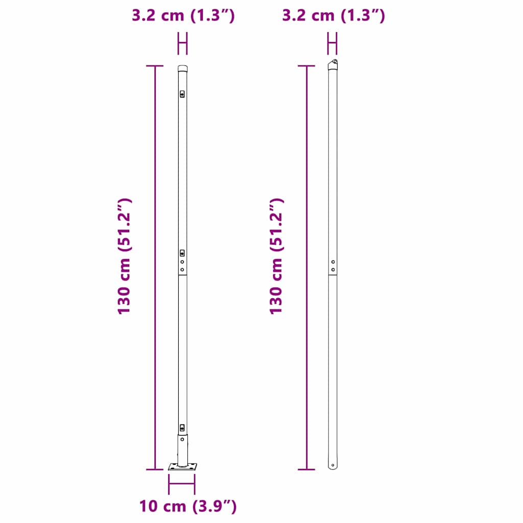 Stup za ogradu 26 pcs Siva 3,2 x 3,2 x 130 cm