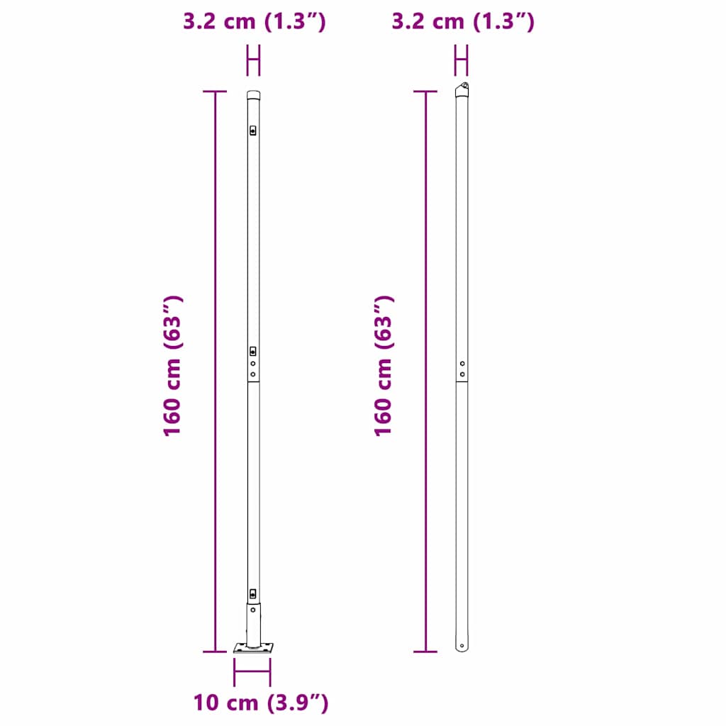 Stup za ogradu 26 pcs Siva 3,2 x 3,2 x 160 cm
