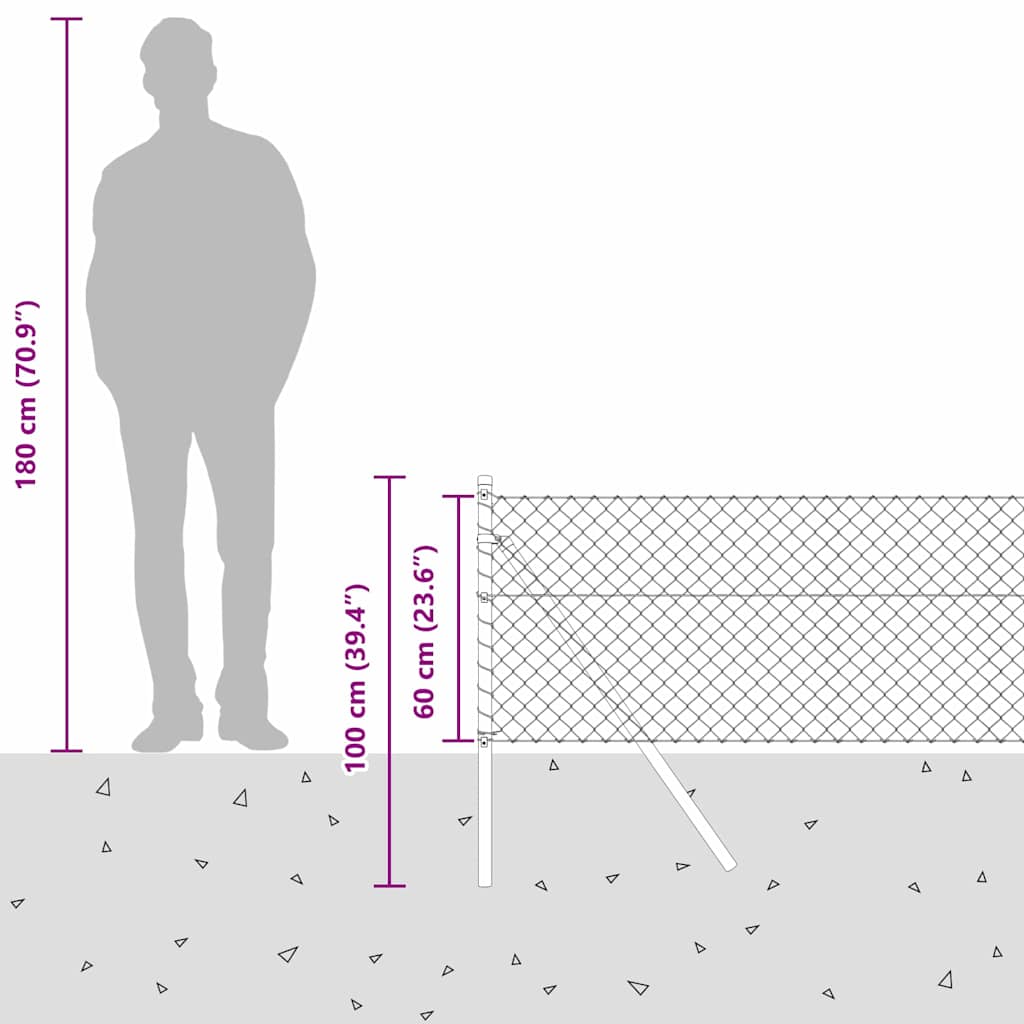 Stup za ogradu Zelena 10 x 0,6 m (40 x 40 mm mreža) Čelik i PVC