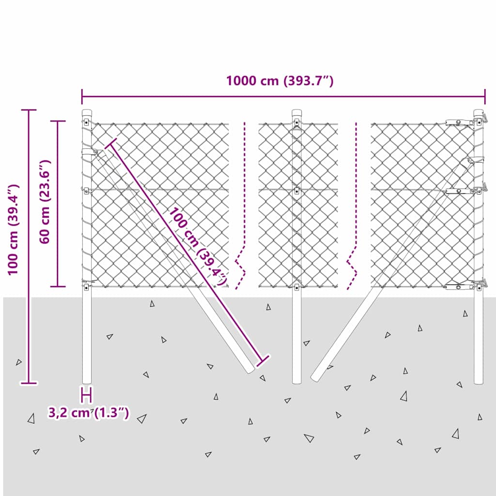 Stup za ogradu Zelena 10 x 0,6 m (40 x 40 mm mreža) Čelik i PVC