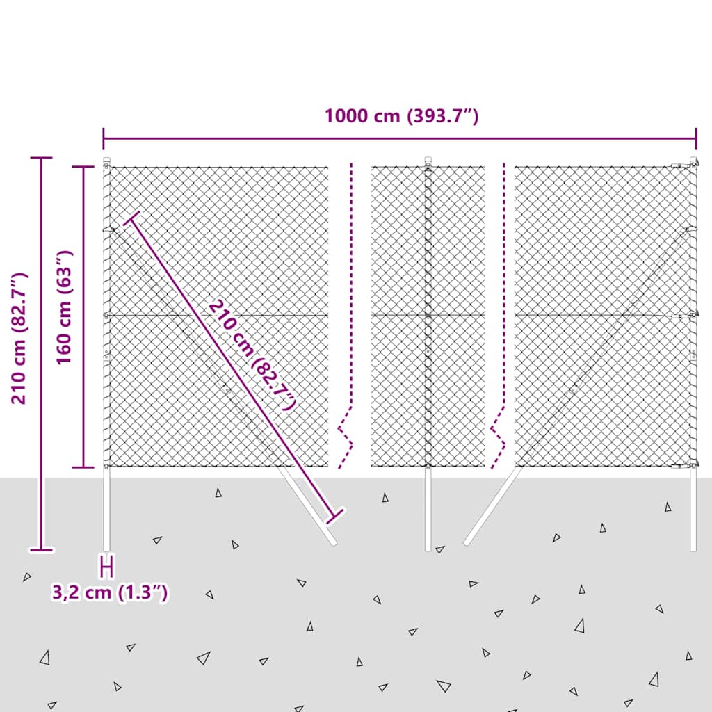 Stup za ogradu Zelena 10 x 1,6 m (40 x 40 mm mreža) Čelik i PVC