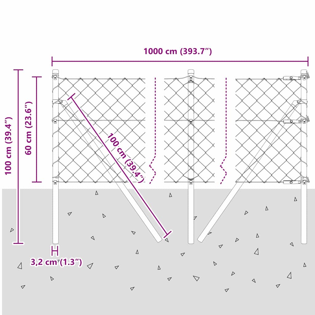 Stup za ogradu Zelena 10 x 0,6 m (60 x 60 mm mreža) Čelik i PVC